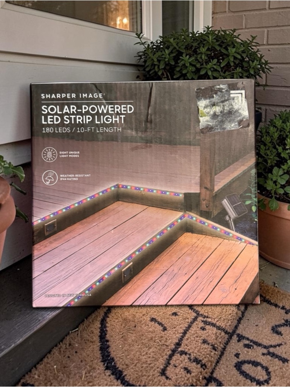 Sharper Image 10Ft Solar Powered LED Strip Light‎ NEW